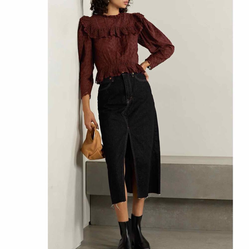 Doen Floryn Romantic Lace Eyelet Top Antique Walnut Size XL - Picture 10 of 15